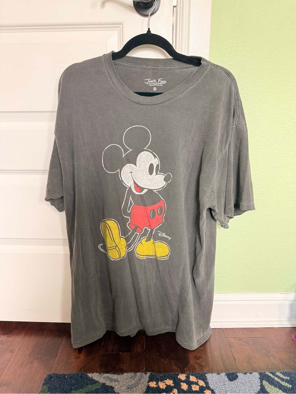 Junk Food Clothing Gray Mickey Mouse Oversized Graphic Tee
